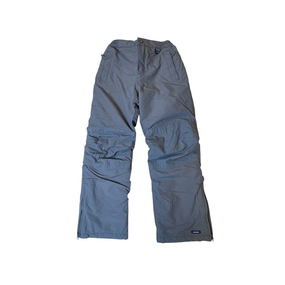Land's End Squall Ski Snow Pants Unisex Youth Gray Insulated Grow-A-Long Winter
